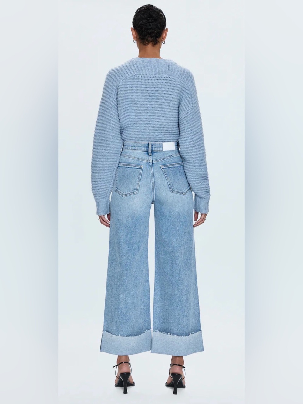 Pistola Lana Crop Cuff in Snowcat; Wide-Leg High-Rise Light Blue Jeans - Picture 4 of 10